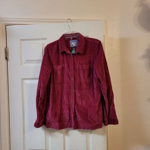 L.L. Bean Button-Down Corduroy Shirt Jacket in Wine!